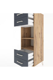 Hyperion Dolap 2 Raflı 4 Çekmeceli 44x44x134 Çam-Antrasit