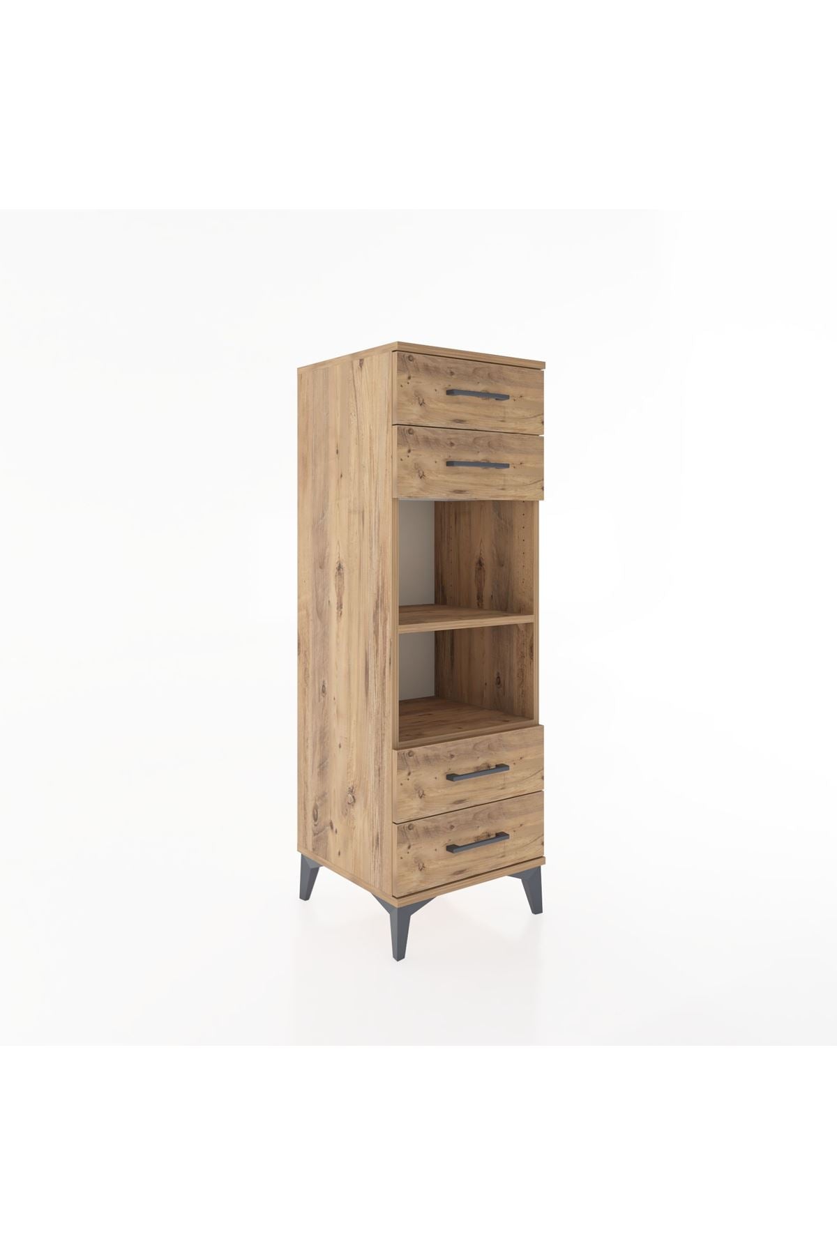 Hyperion Dolap 2 Raflı 4 Çekmeceli 44x44x134 Çam-Çam