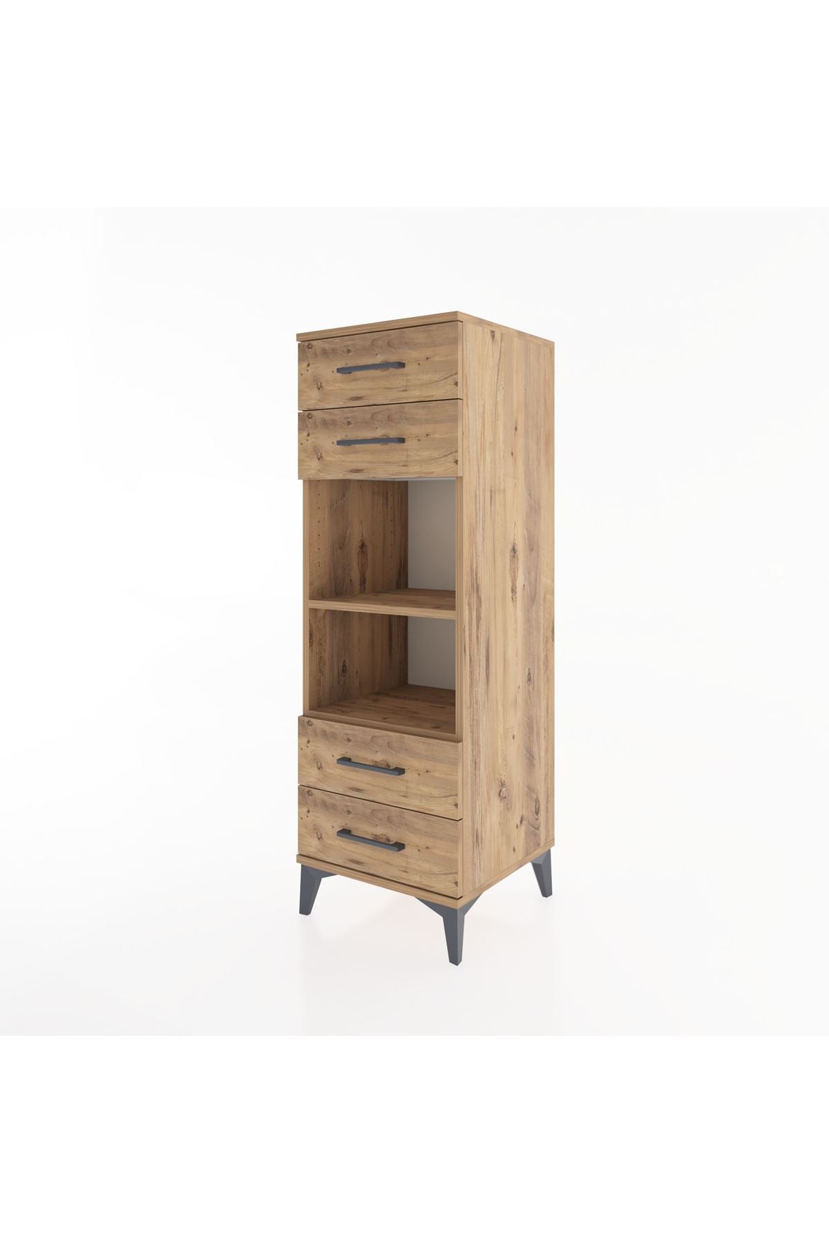 Hyperion Dolap 2 Raflı 4 Çekmeceli 44x44x134 Çam-Çam