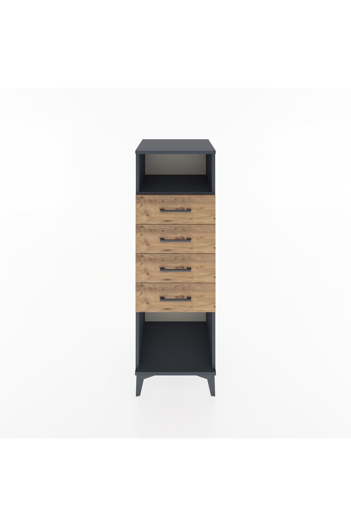 Hyperion Dolap Tek Raflı 4 Çekmeceli 44x44x134 Antrasit-Çam