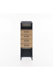 Hyperion Dolap Tek Raflı 4 Çekmeceli 44x44x134 Antrasit-Çam