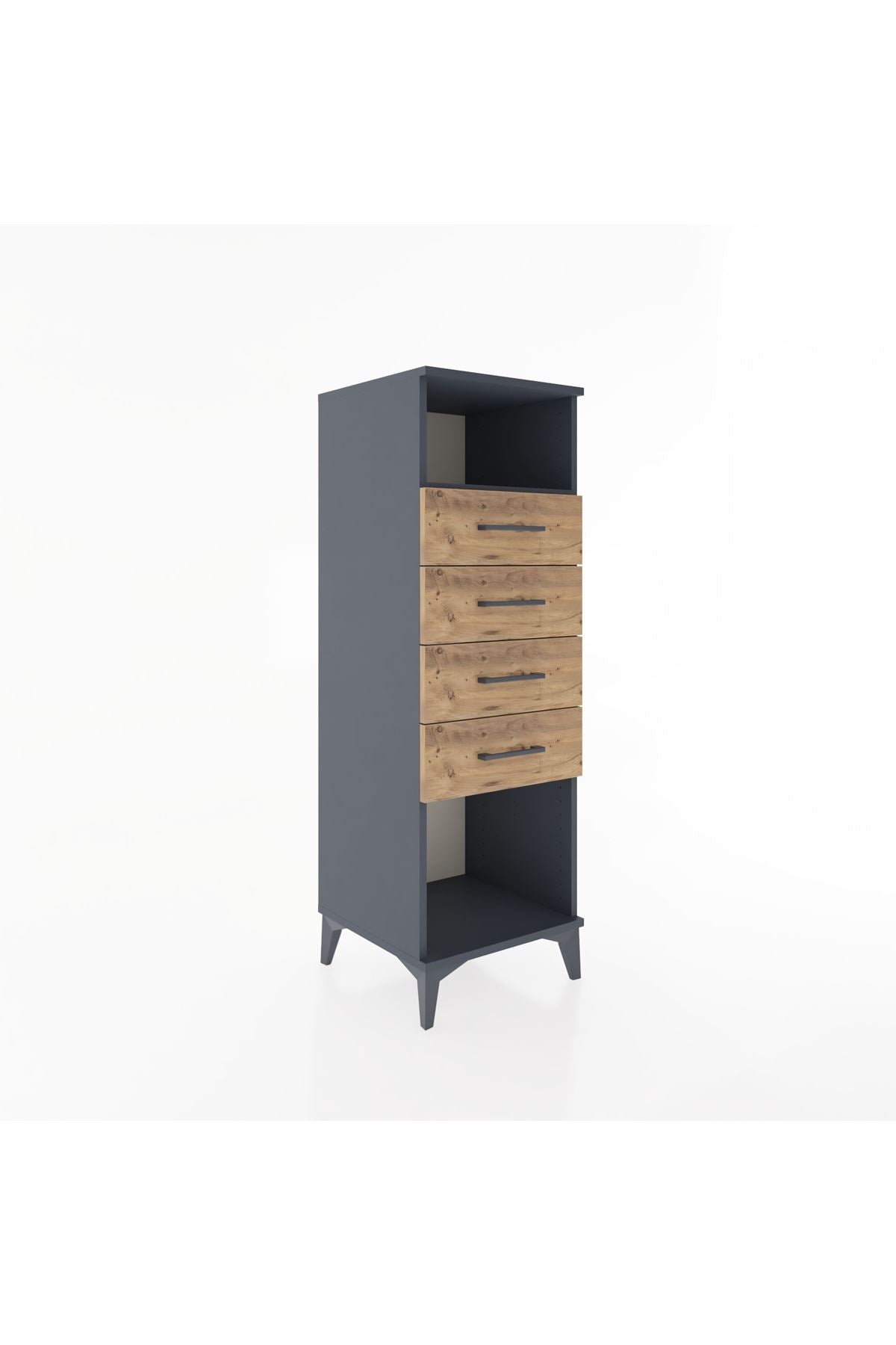 Hyperion Dolap Tek Raflı 4 Çekmeceli 44x44x134 Antrasit-Çam