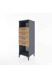 Hyperion Dolap Tek Raflı 4 Çekmeceli 44x44x134 Antrasit-Çam