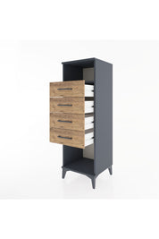 Hyperion Dolap Tek Raflı 4 Çekmeceli 44x44x134 Antrasit-Çam