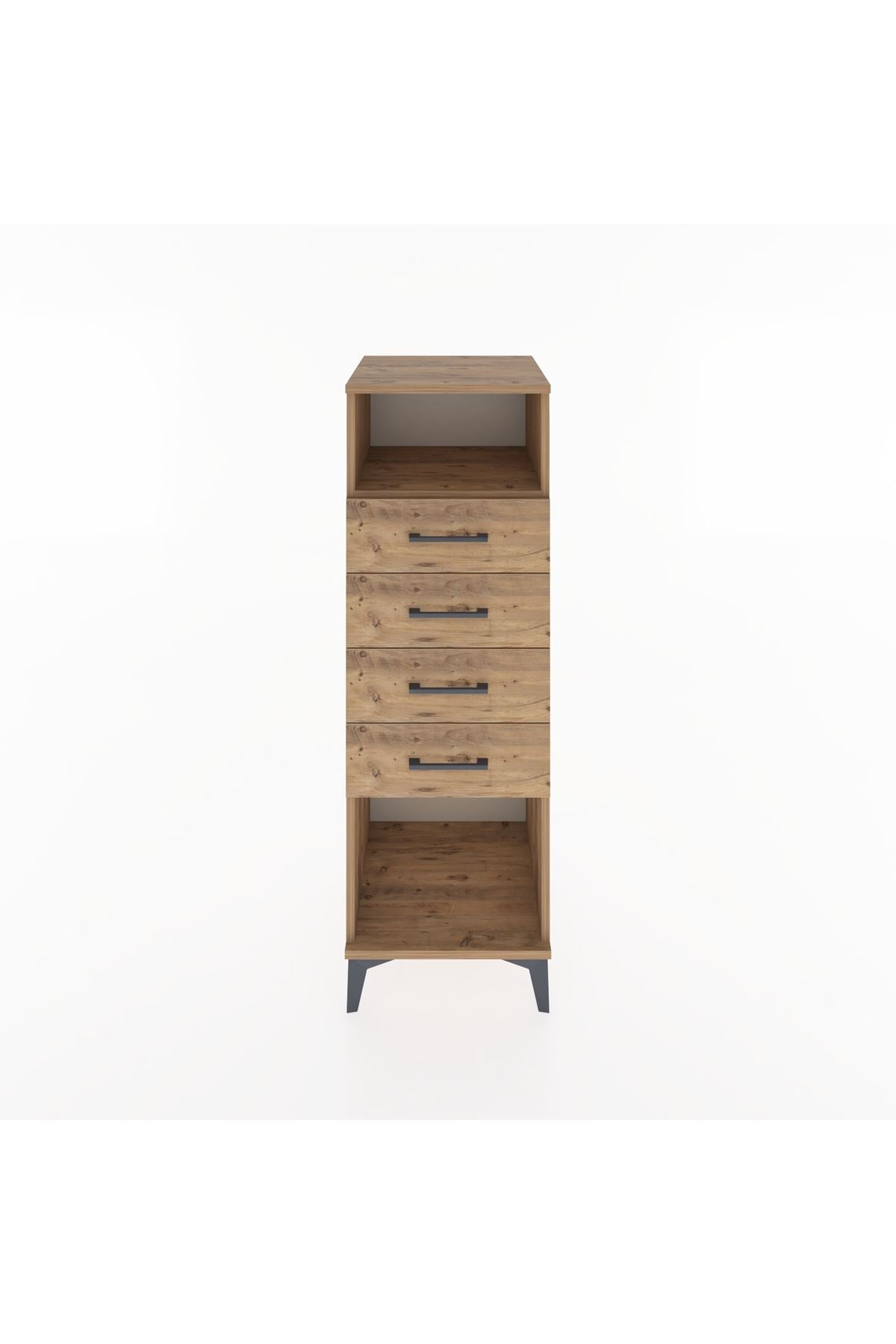 Hyperion Dolap Tek Raflı 4 Çekmeceli 44x44x134 Çam-Çam