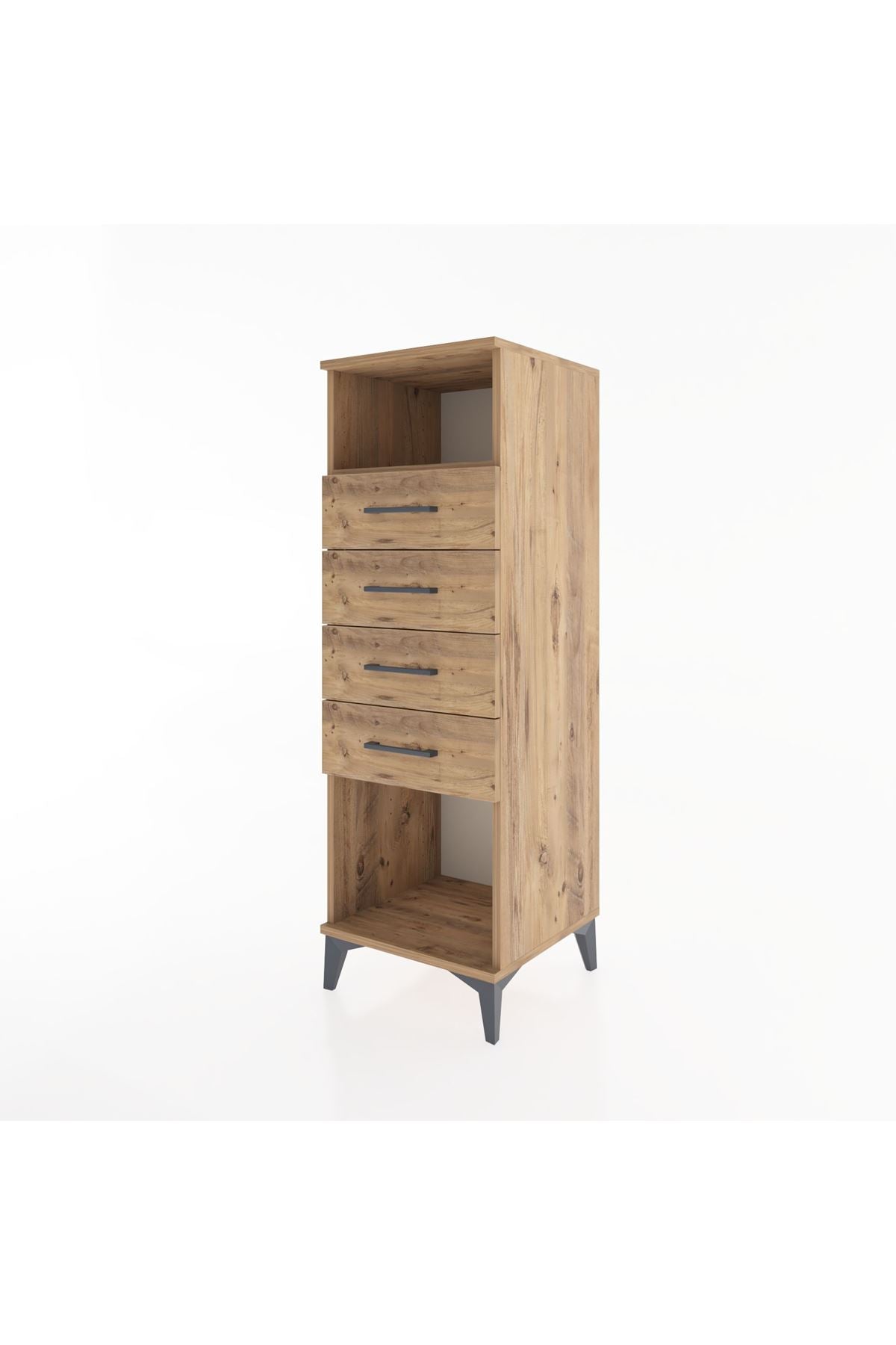 Hyperion Dolap Tek Raflı 4 Çekmeceli 44x44x134 Çam-Çam