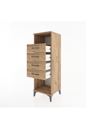 Hyperion Dolap Tek Raflı 4 Çekmeceli 44x44x134 Çam-Çam