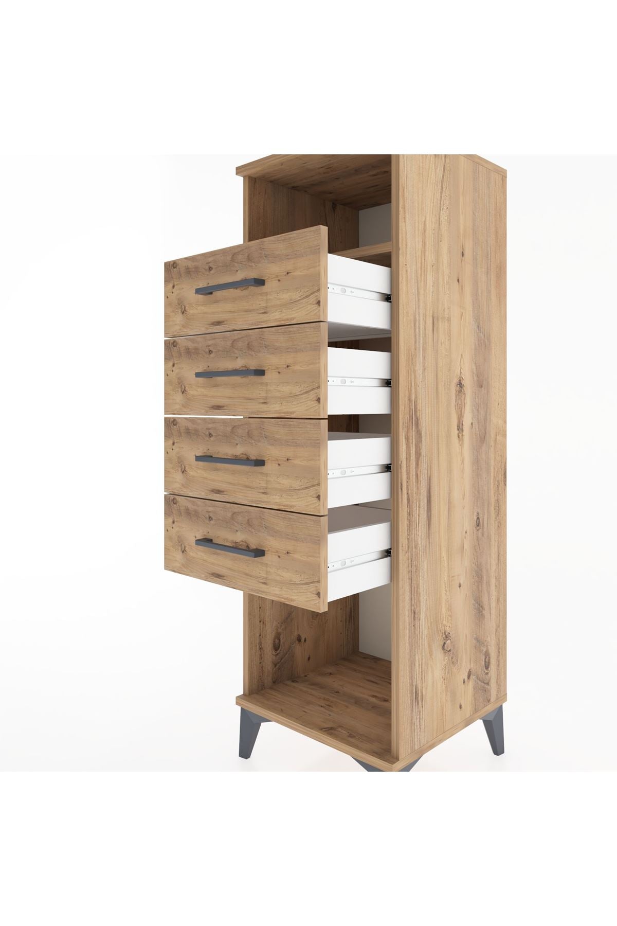 Hyperion Dolap Tek Raflı 4 Çekmeceli 44x44x134 Çam-Çam