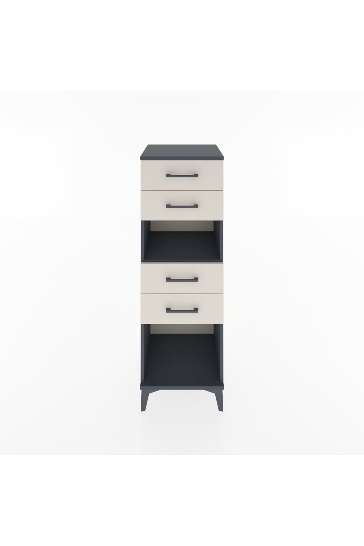 Hyperion Dolap Tek Raflı 4 Çekmeceli 44x44x134 Antrasit-Aytaşı