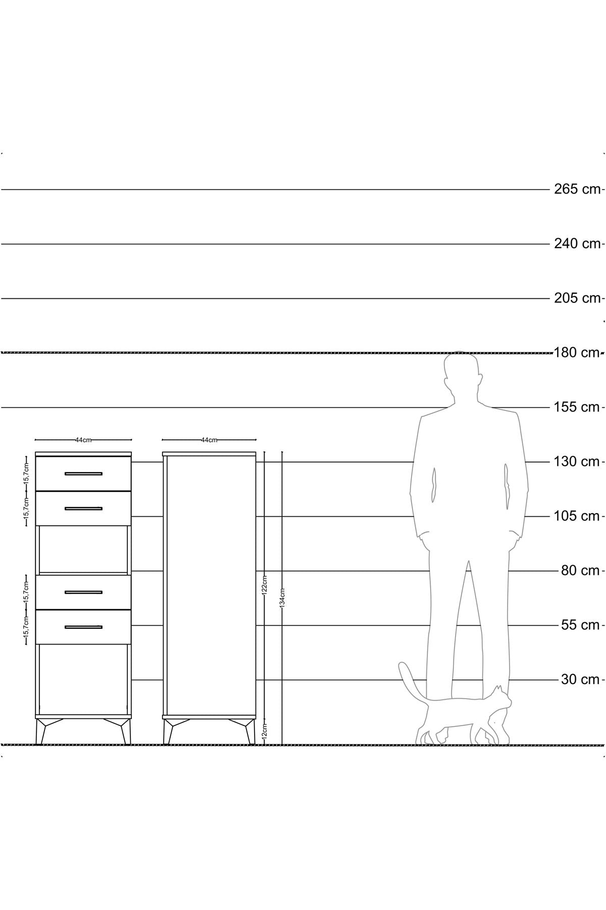 Hyperion Dolap Tek Raflı 4 Çekmeceli 44x44x134 Antrasit-Aytaşı