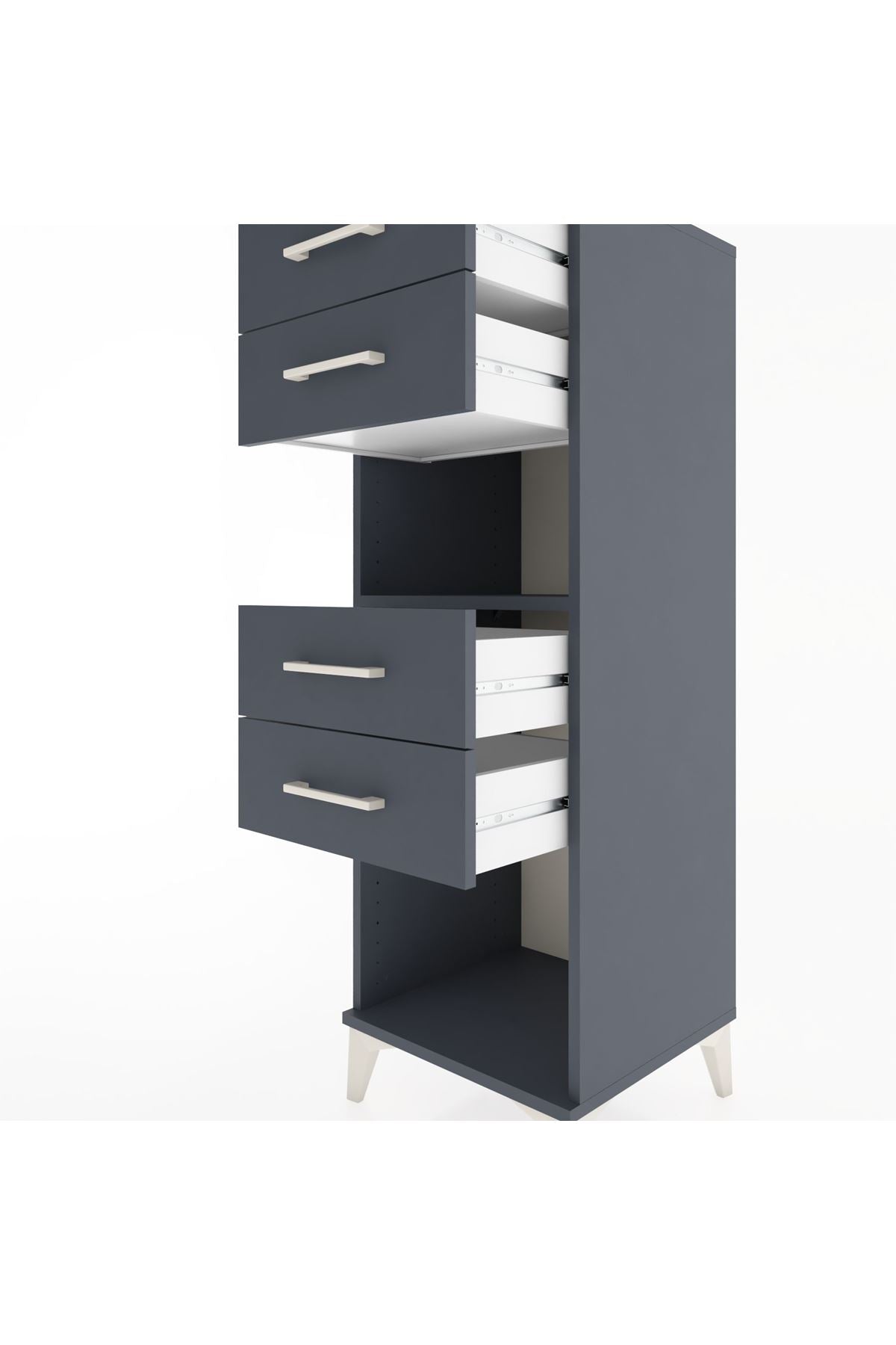 Hyperion Dolap Tek Raflı 4 Çekmeceli 44x44x134 Antrasit-Antrasit