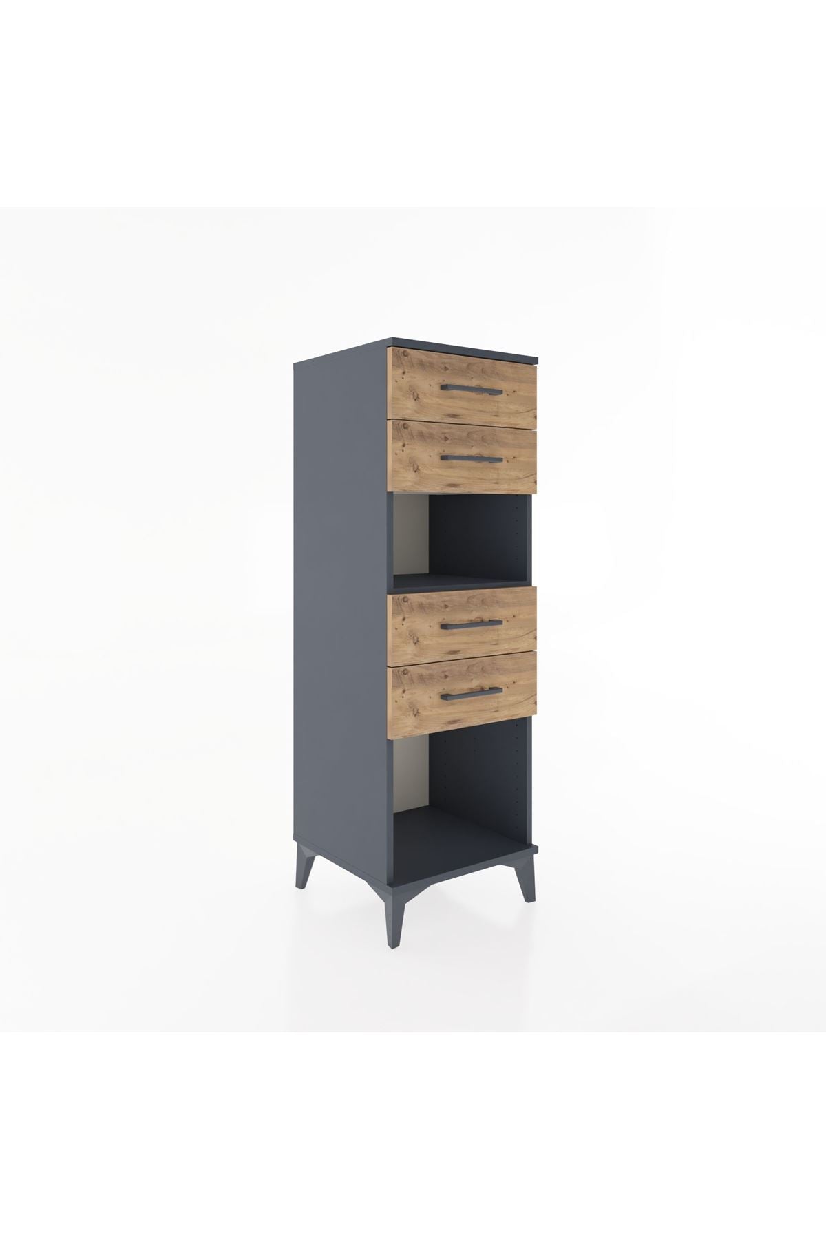 Hyperion Dolap Tek Raflı 4 Çekmeceli 44x44x134 Antrasit-Çam