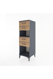 Hyperion Dolap Tek Raflı 4 Çekmeceli 44x44x134 Antrasit-Çam