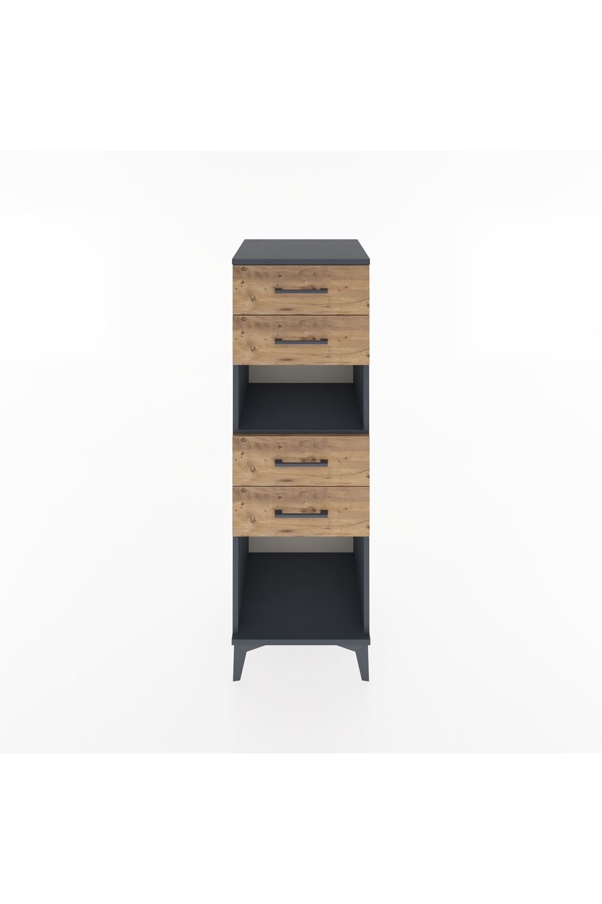 Hyperion Dolap Tek Raflı 4 Çekmeceli 44x44x134 Antrasit-Çam