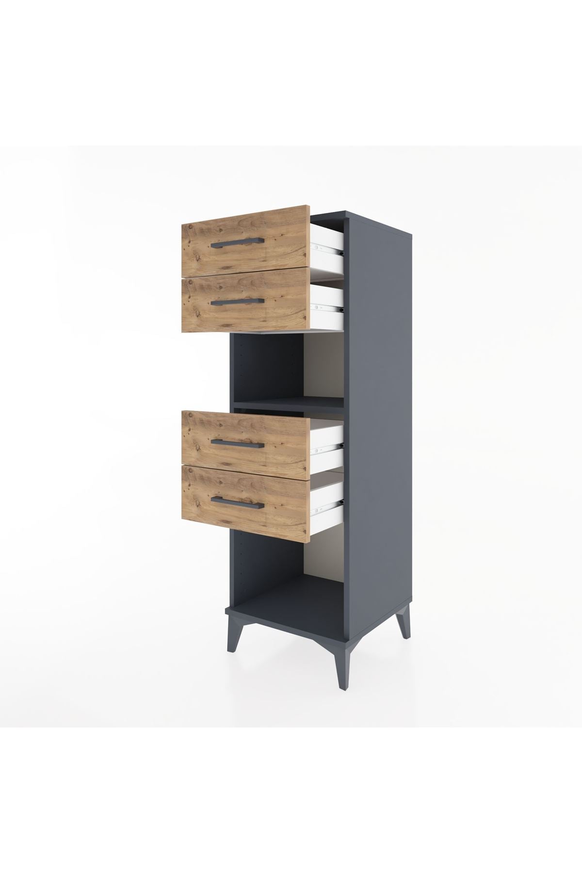 Hyperion Dolap Tek Raflı 4 Çekmeceli 44x44x134 Antrasit-Çam
