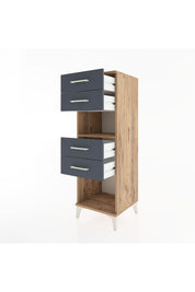 Hyperion Dolap Tek Raflı 4 Çekmeceli 44x44x134 Çam-Antrasit