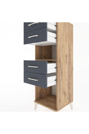 Hyperion Dolap Tek Raflı 4 Çekmeceli 44x44x134 Çam-Antrasit