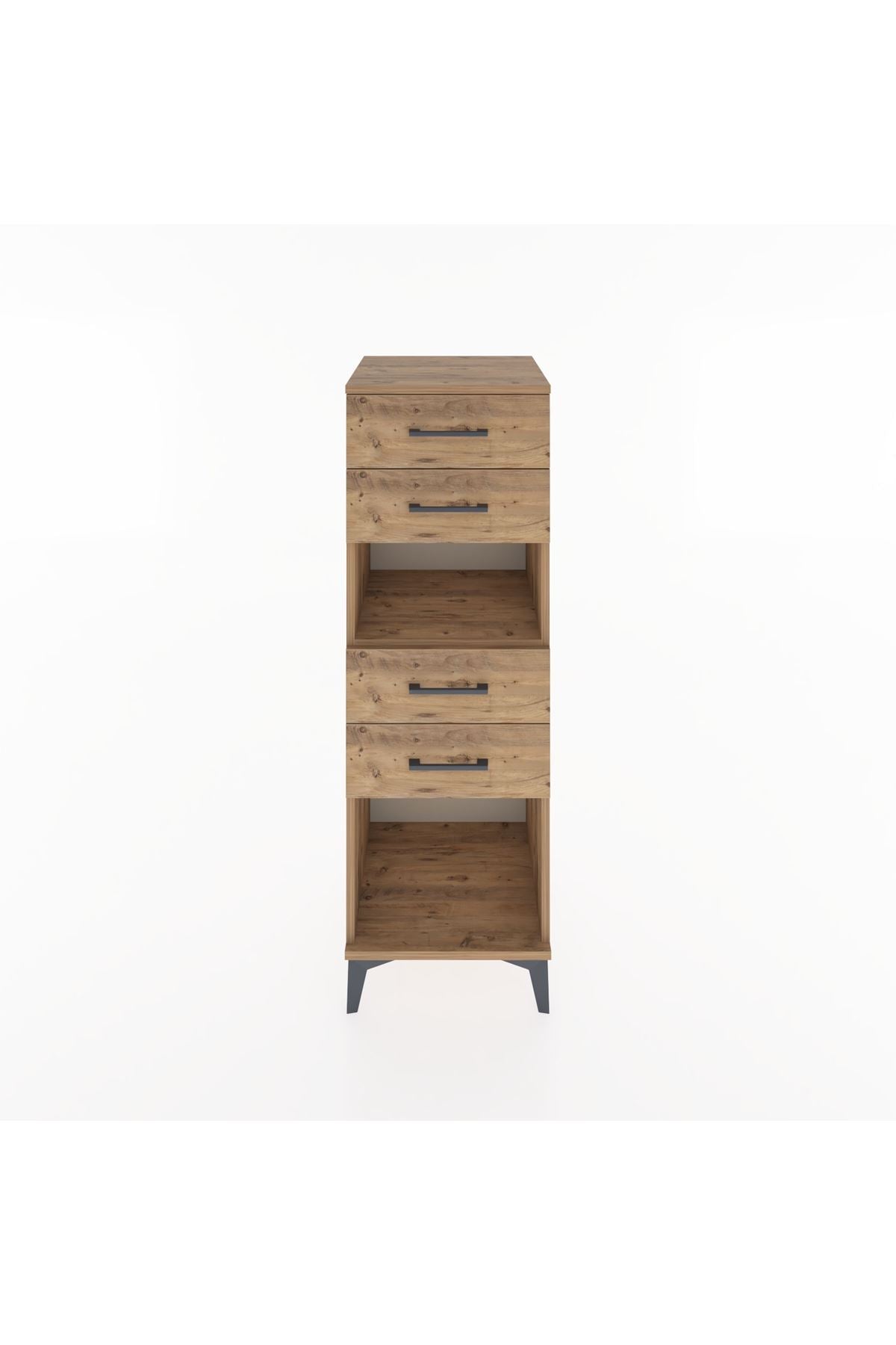 Hyperion Dolap Tek Raflı 4 Çekmeceli 44x44x134 Çam-Çam