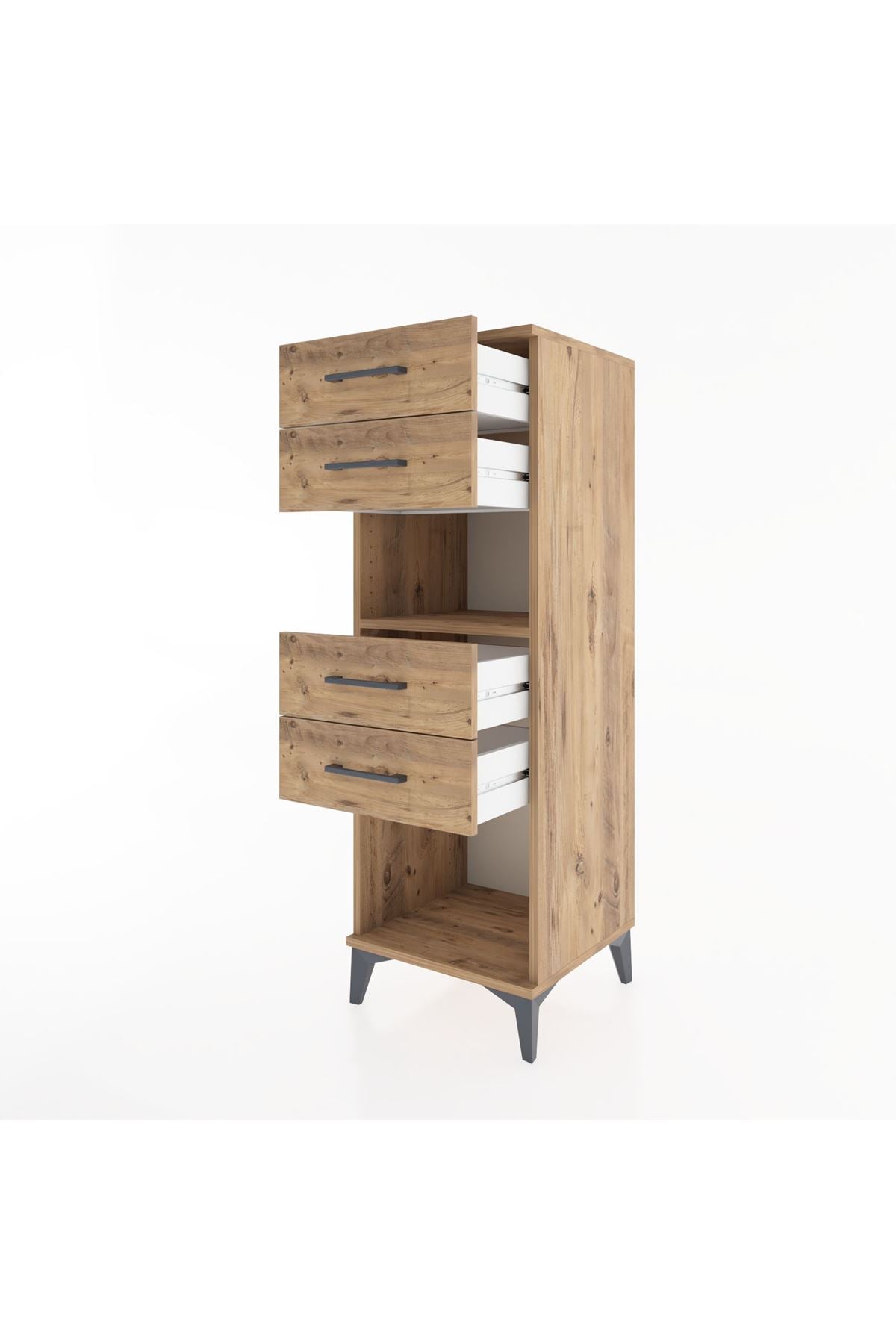 Hyperion Dolap Tek Raflı 4 Çekmeceli 44x44x134 Çam-Çam