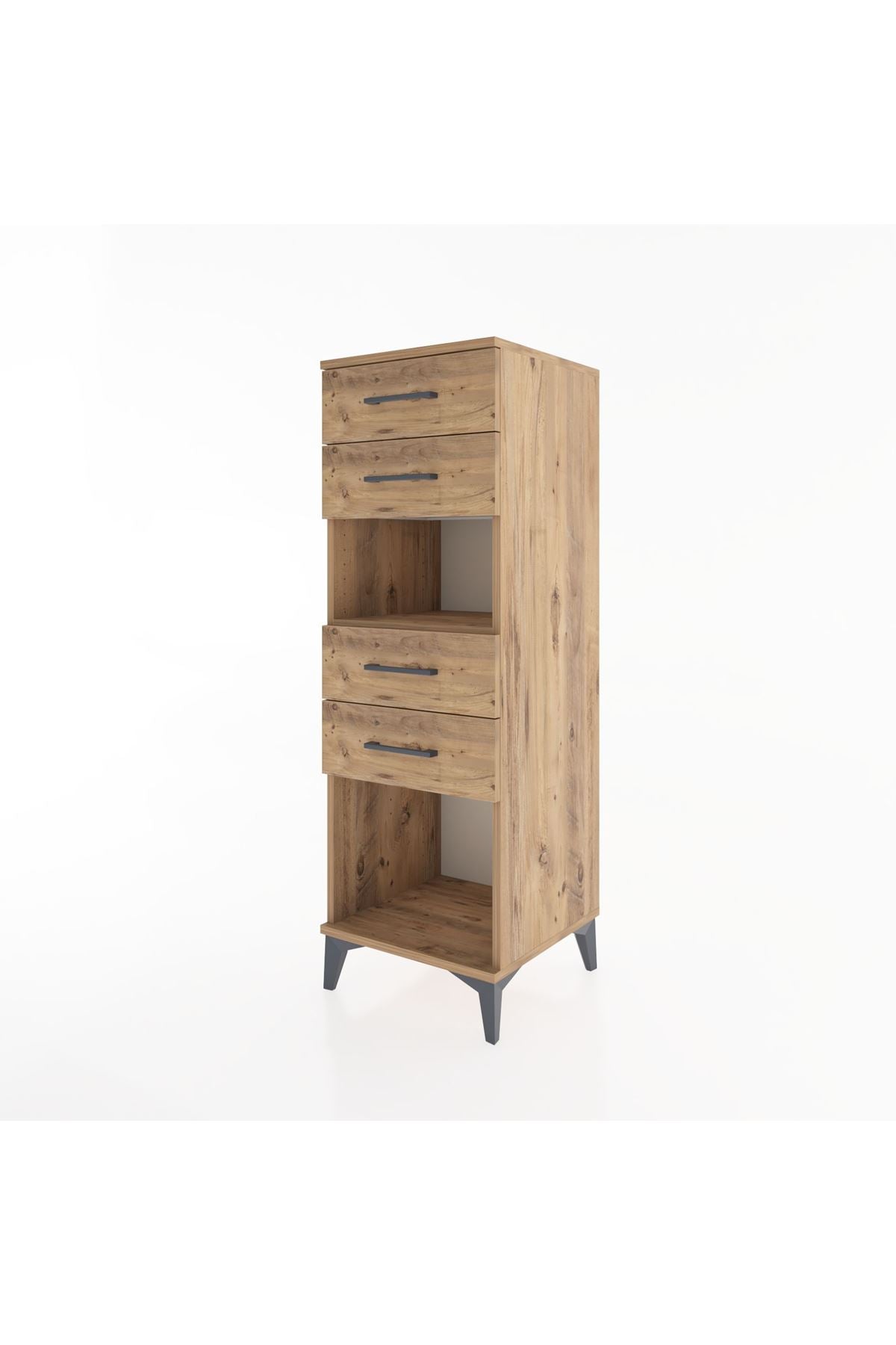 Hyperion Dolap Tek Raflı 4 Çekmeceli 44x44x134 Çam-Çam