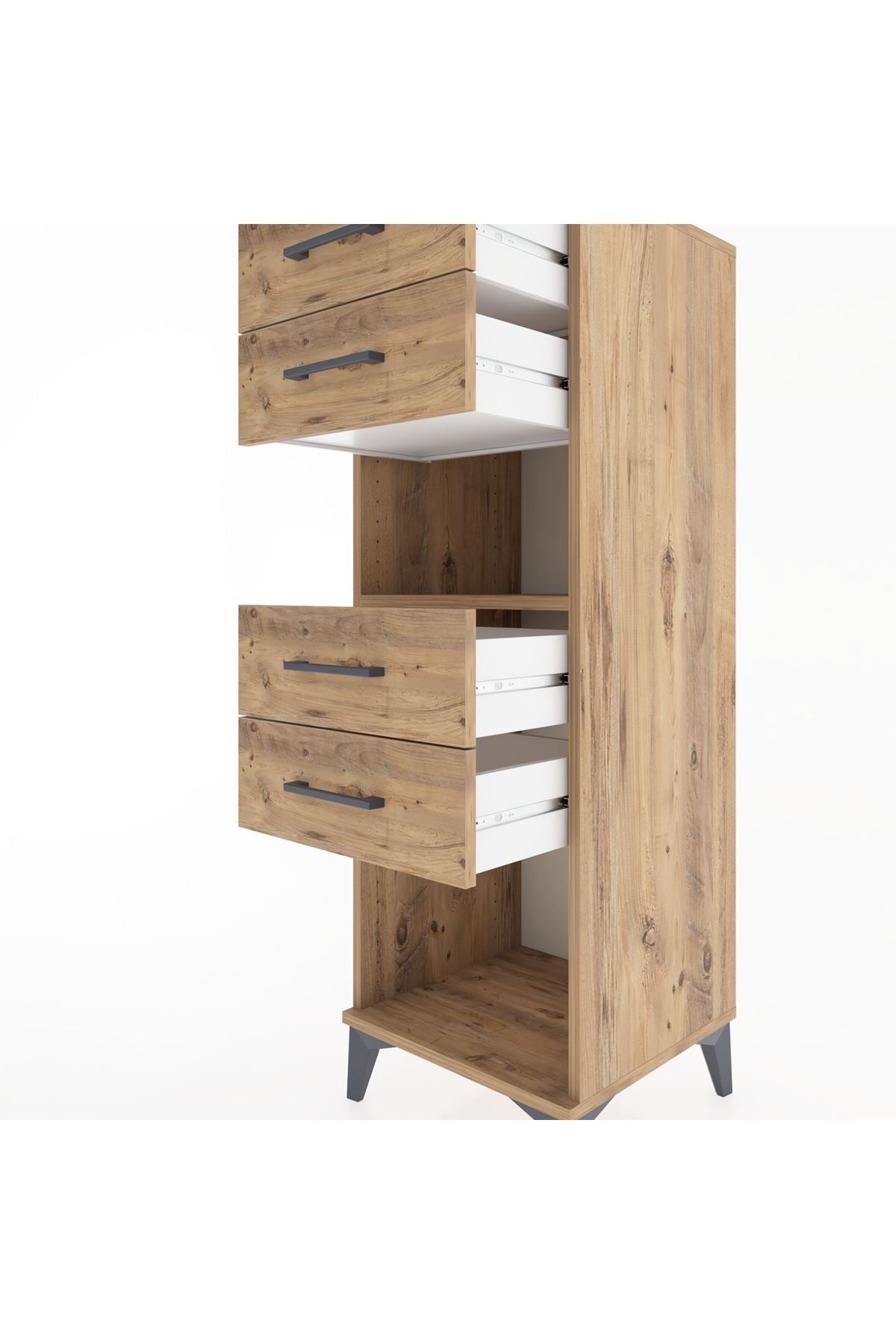 Hyperion Dolap Tek Raflı 4 Çekmeceli 44x44x134 Çam-Çam