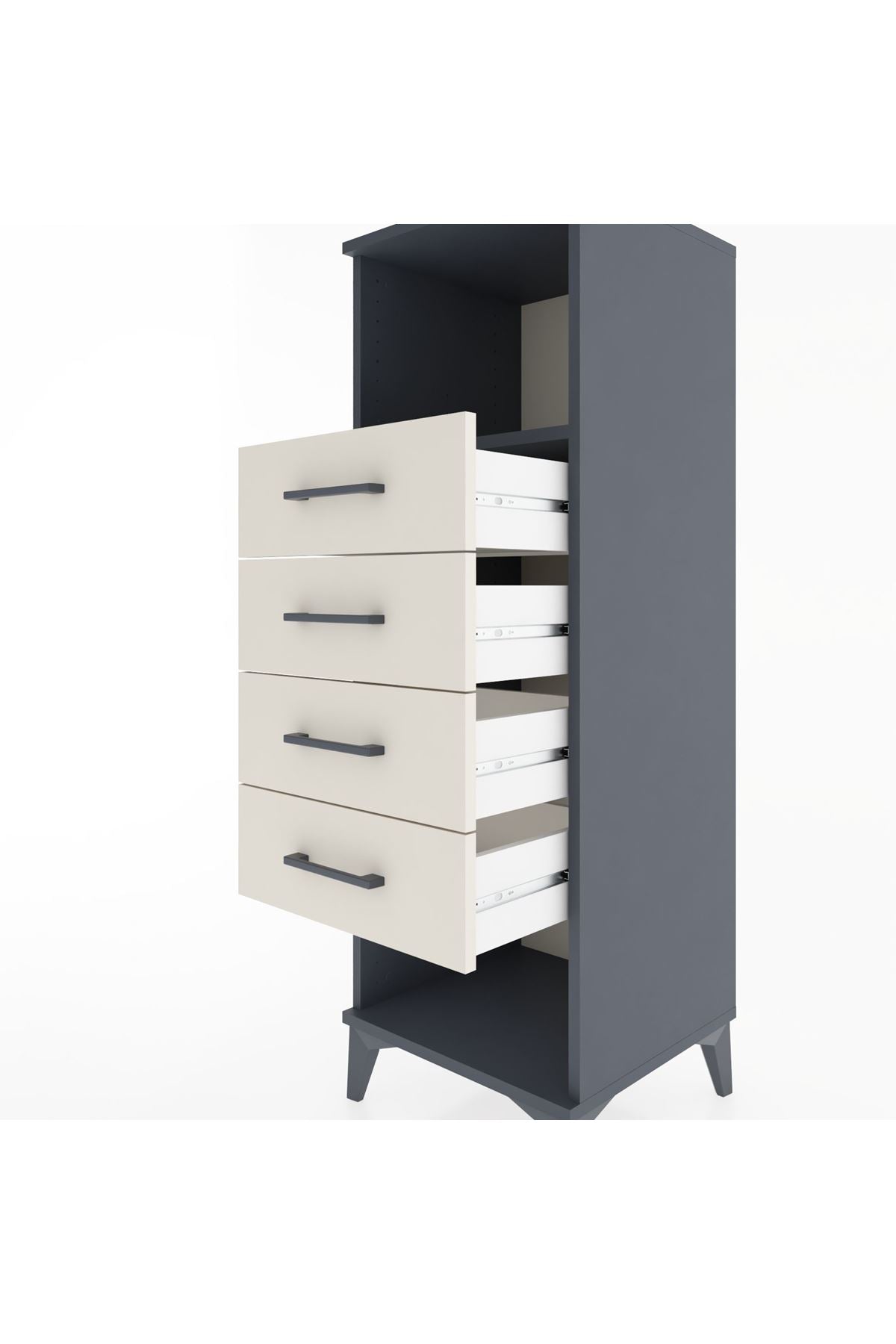 Hyperion Dolap Tek Raflı 4 Çekmeceli 44x44x134 Antrasit-Aytaşı