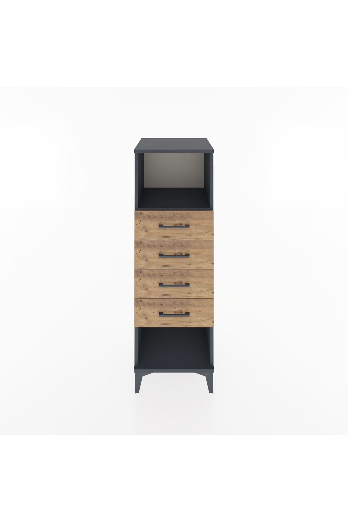 Hyperion Dolap Tek Raflı 4 Çekmeceli 44x44x134 Antrasit-Çam