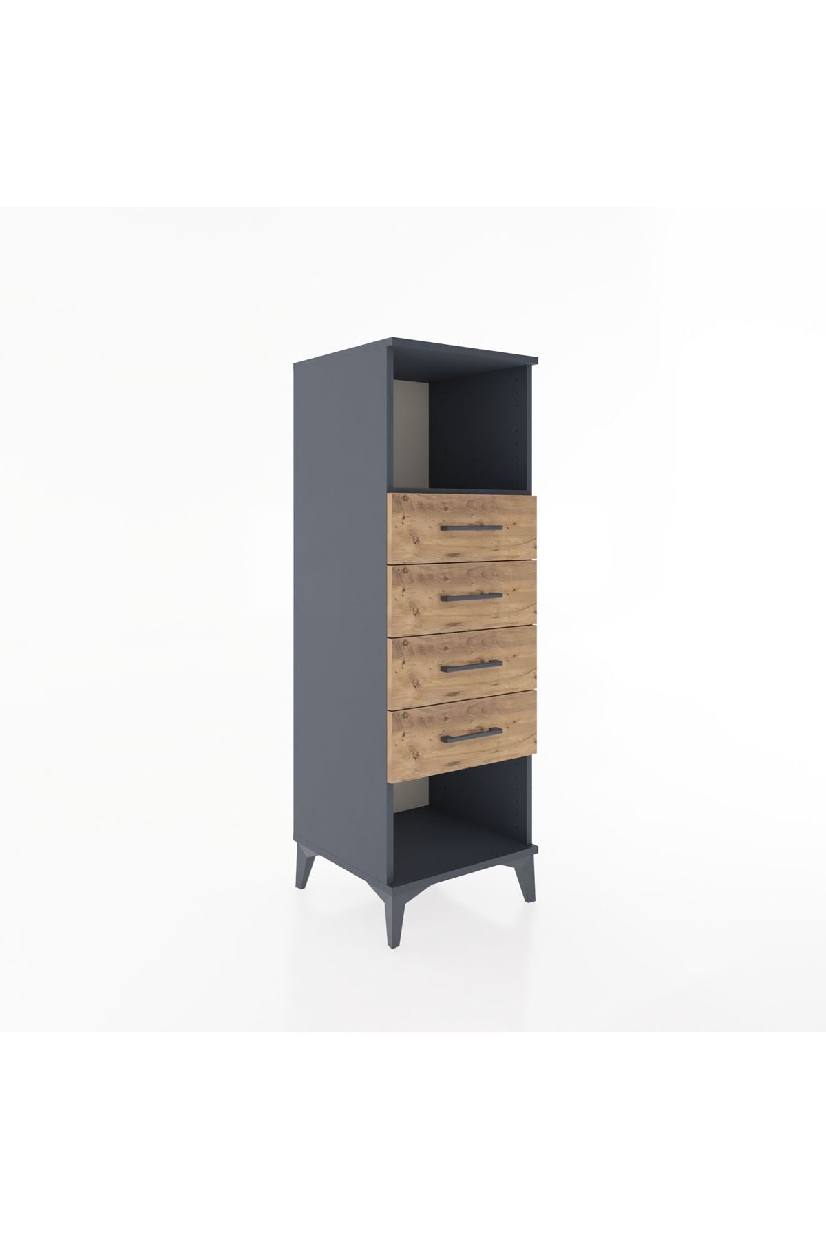 Hyperion Dolap Tek Raflı 4 Çekmeceli 44x44x134 Antrasit-Çam