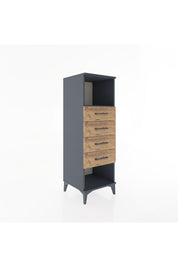 Hyperion Dolap Tek Raflı 4 Çekmeceli 44x44x134 Antrasit-Çam