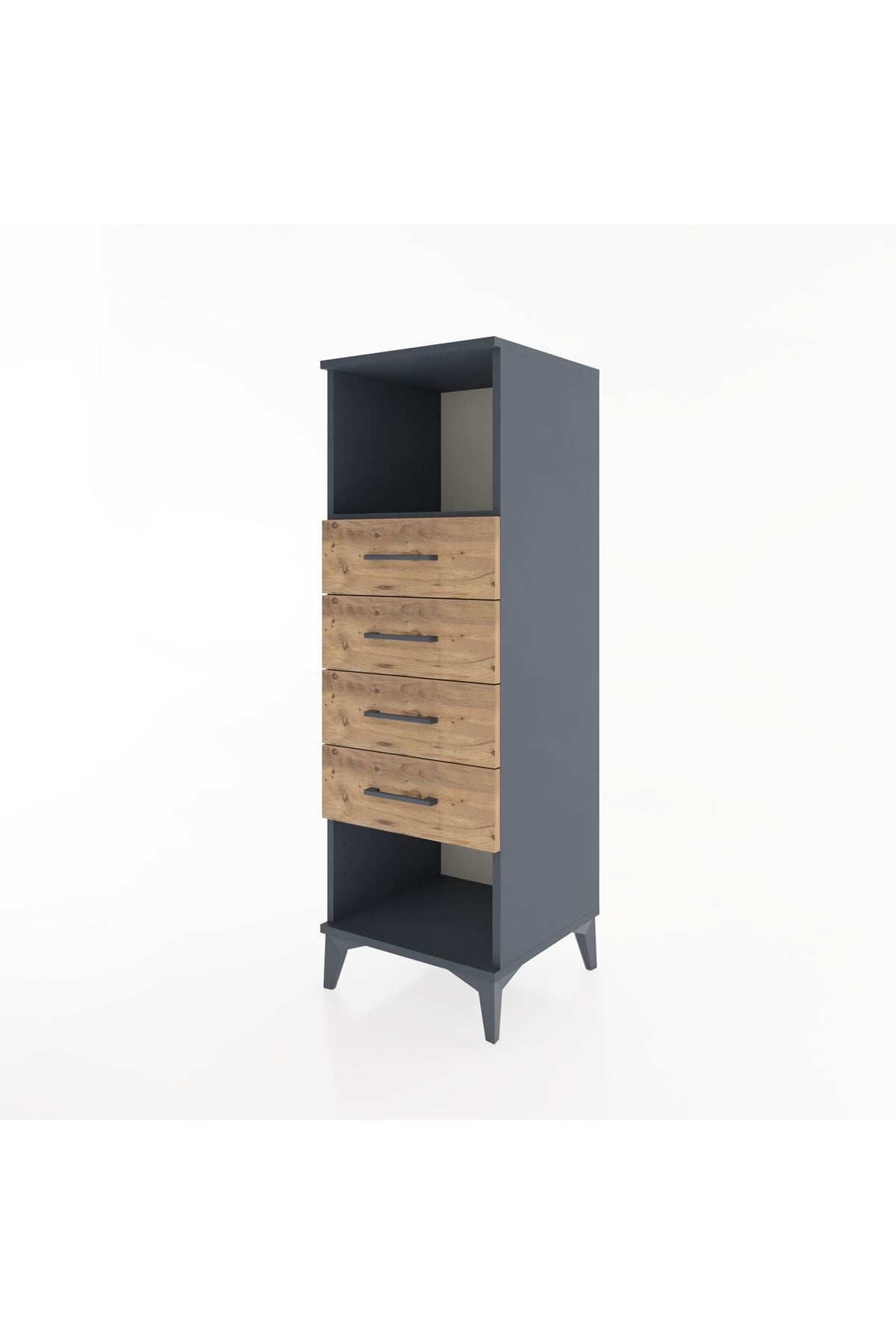 Hyperion Dolap Tek Raflı 4 Çekmeceli 44x44x134 Antrasit-Çam