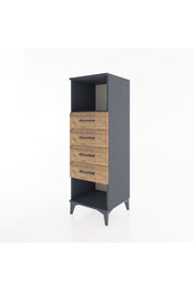 Hyperion Dolap Tek Raflı 4 Çekmeceli 44x44x134 Antrasit-Çam