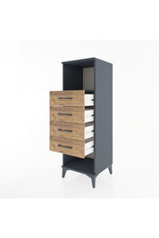 Hyperion Dolap Tek Raflı 4 Çekmeceli 44x44x134 Antrasit-Çam