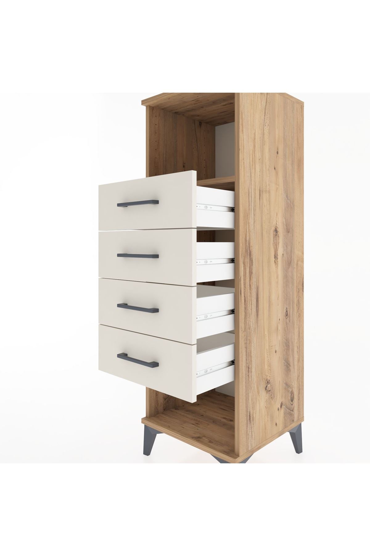 Hyperion Dolap Tek Raflı 4 Çekmeceli 44x44x134 Çam-Aytaşı