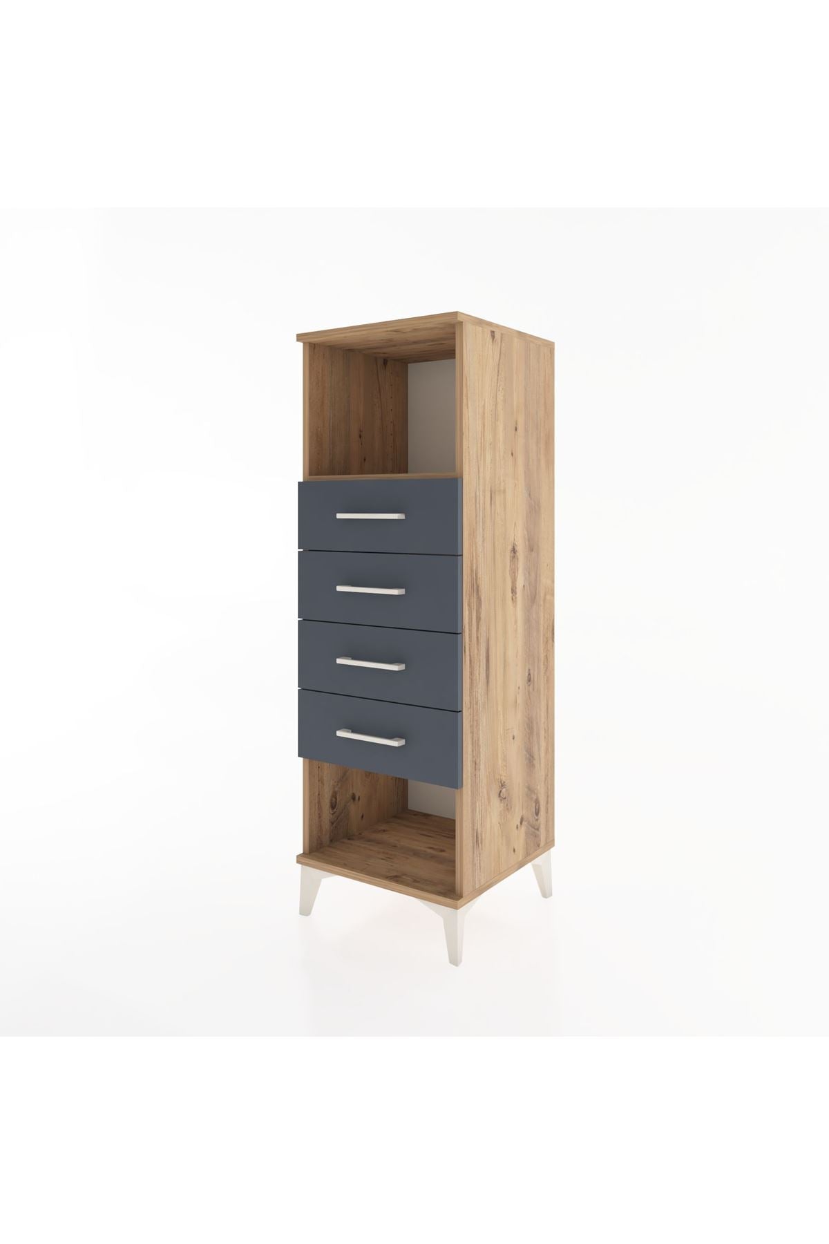 Hyperion Dolap Tek Raflı 4 Çekmeceli 44x44x134 Çam-Antrasit