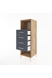 Hyperion Dolap Tek Raflı 4 Çekmeceli 44x44x134 Çam-Antrasit