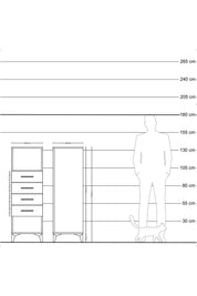 Hyperion Dolap Tek Raflı 4 Çekmeceli 44x44x134 Çam-Antrasit