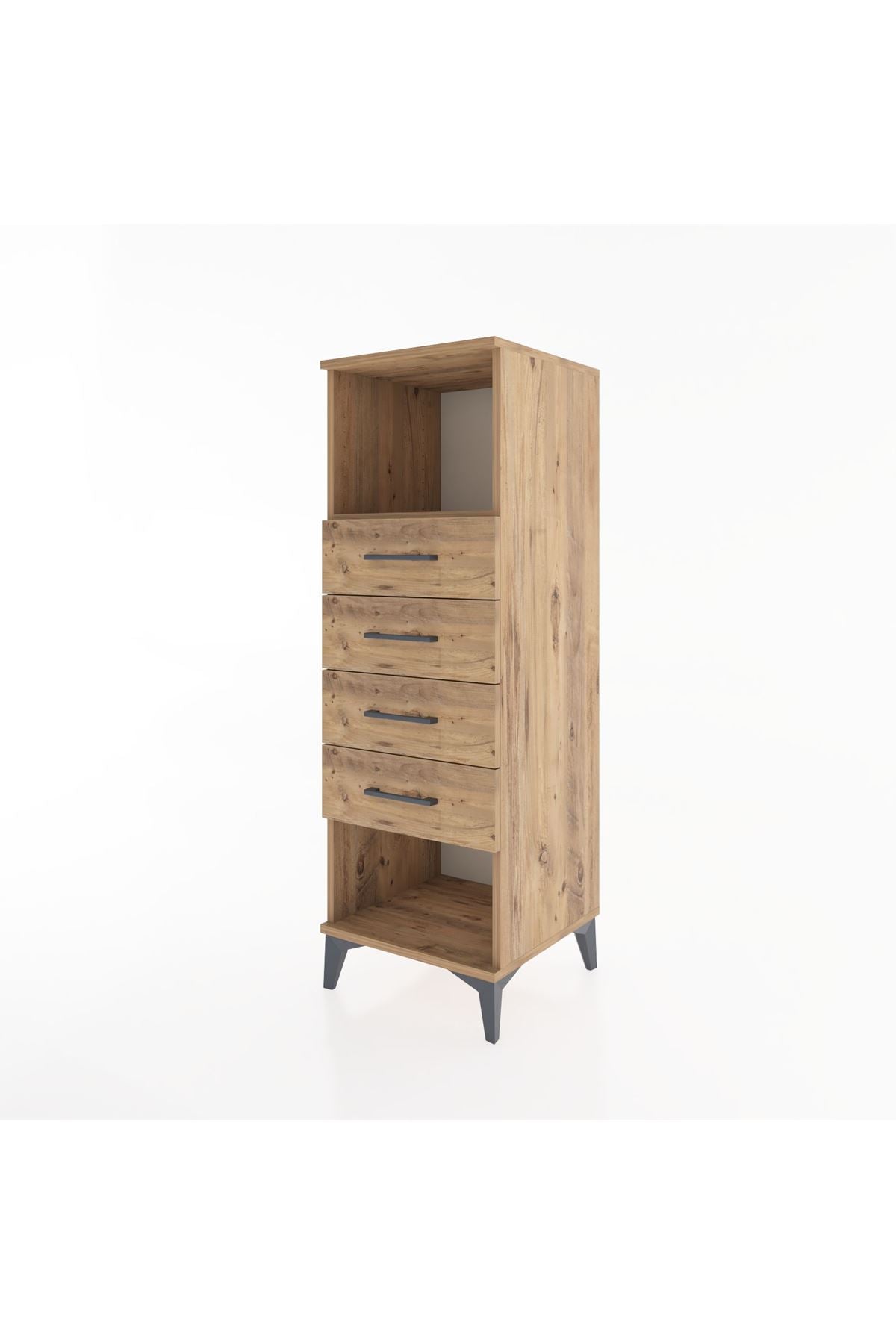 Hyperion Dolap Tek Raflı 4 Çekmeceli 44x44x134 Çam-Çam