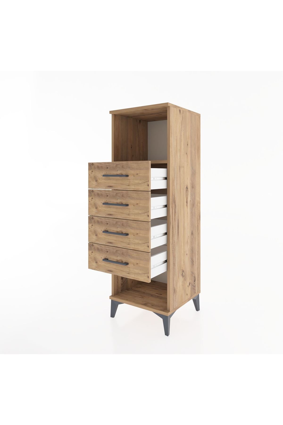 Hyperion Dolap Tek Raflı 4 Çekmeceli 44x44x134 Çam-Çam