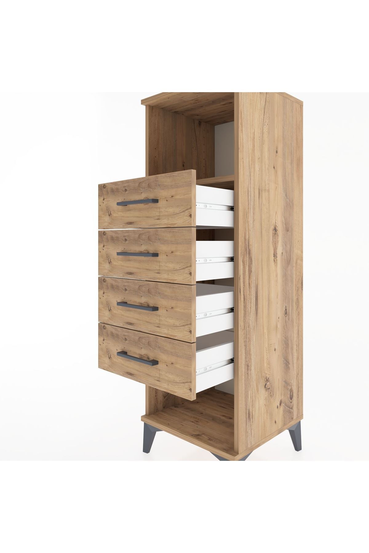 Hyperion Dolap Tek Raflı 4 Çekmeceli 44x44x134 Çam-Çam