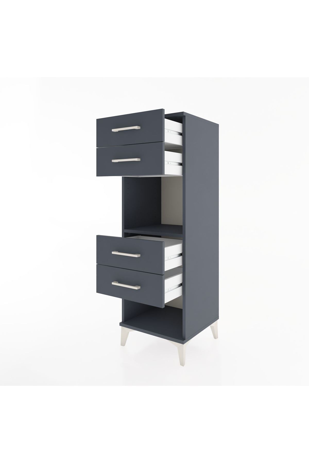 Hyperion Dolap Tek Raflı 4 Çekmeceli 44x44x134 Antrasit-Antrasit