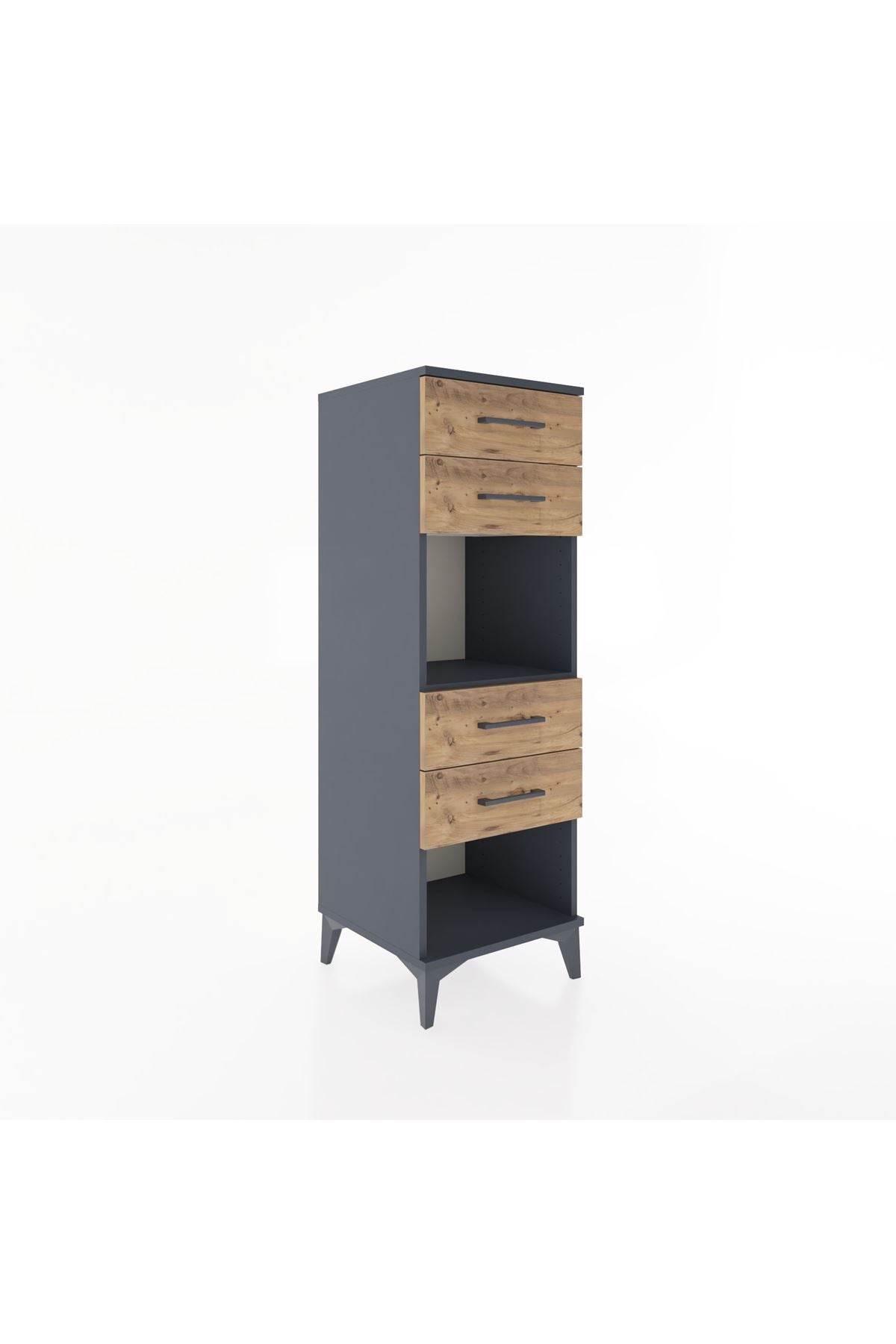 Hyperion Dolap Tek Raflı 4 Çekmeceli 44x44x134 Antrasit-Çam