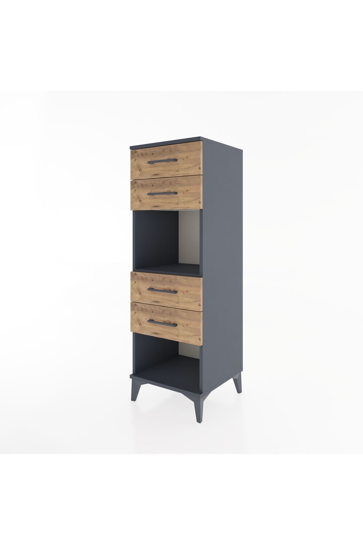 Hyperion Dolap Tek Raflı 4 Çekmeceli 44x44x134 Antrasit-Çam