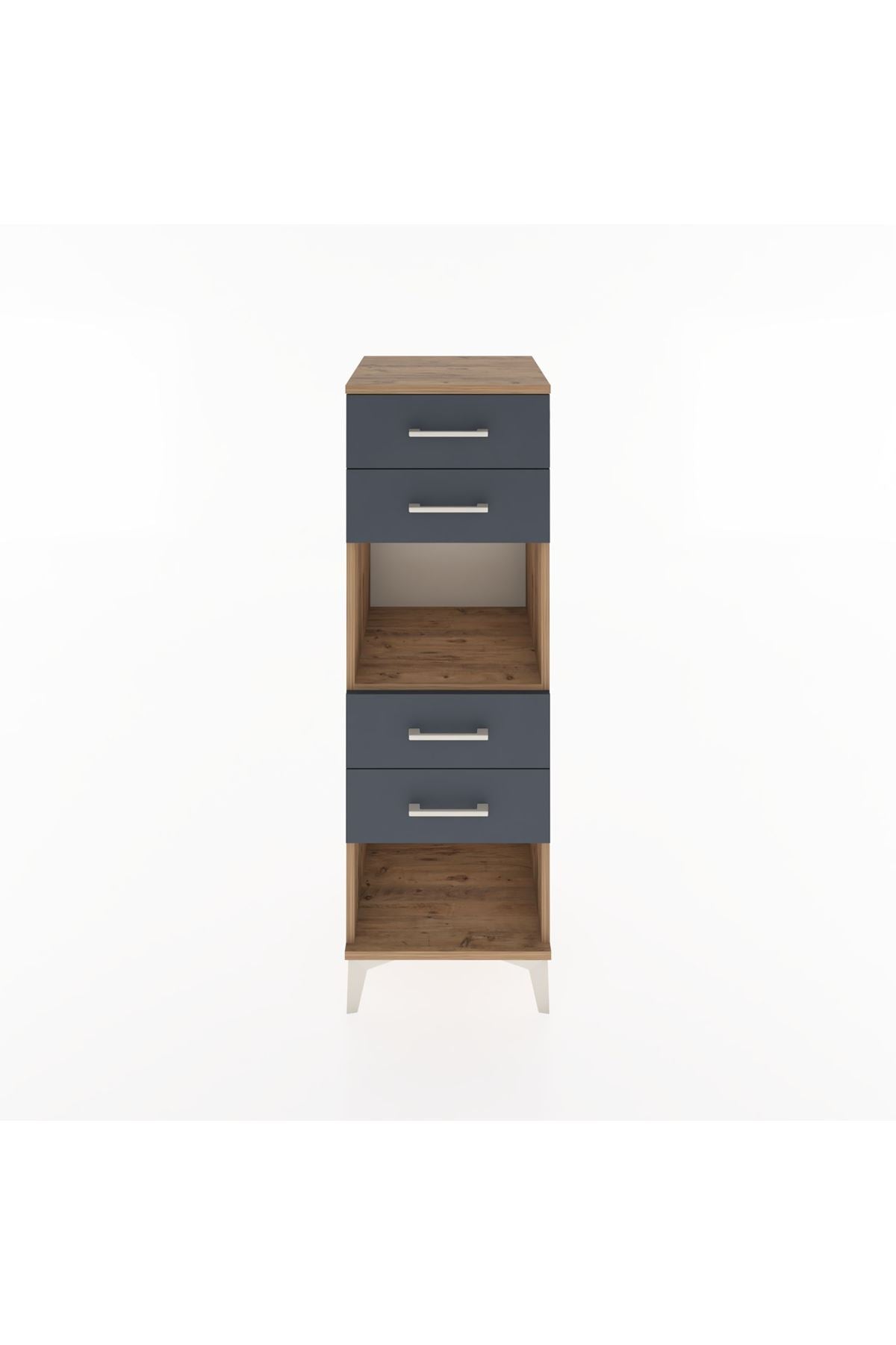 Hyperion Dolap Tek Raflı 4 Çekmeceli 44x44x134 Çam-Antrasit