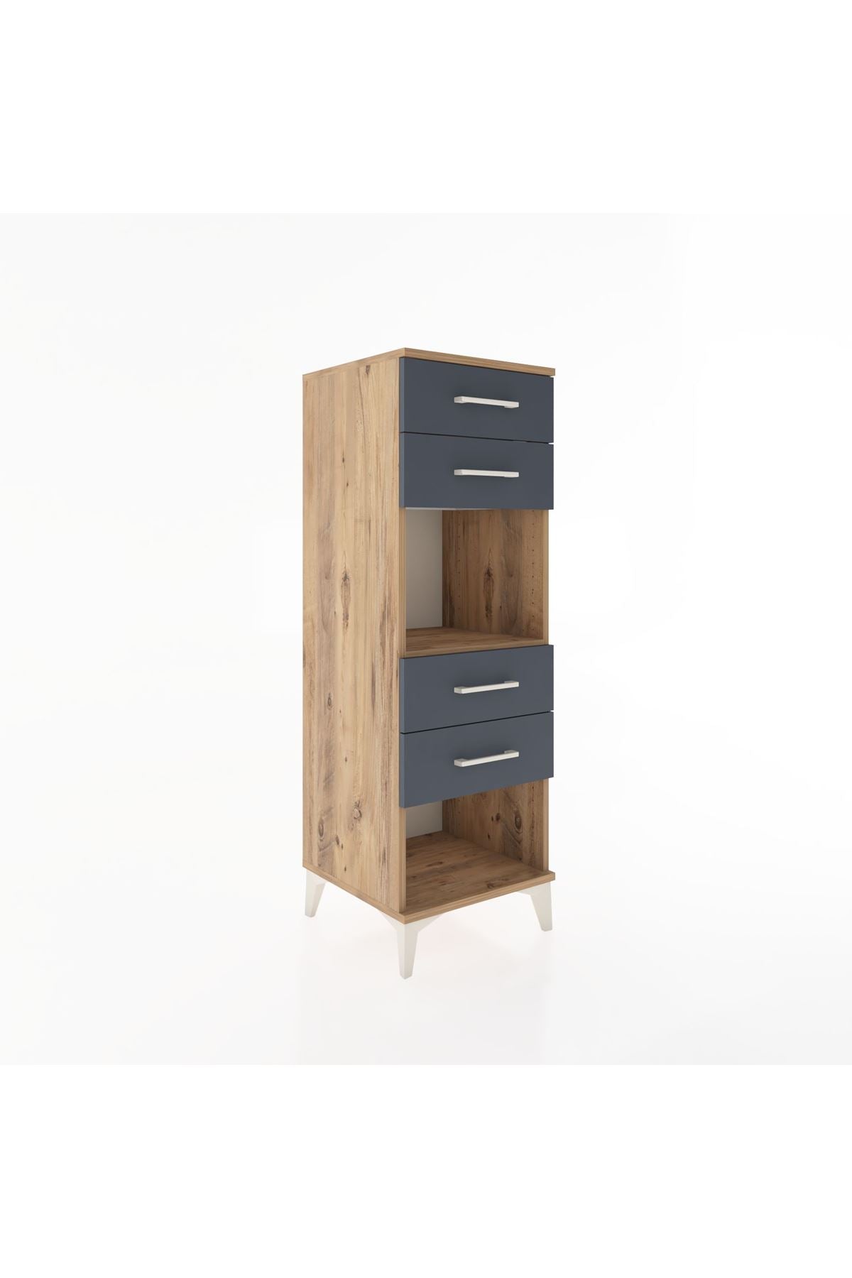 Hyperion Dolap Tek Raflı 4 Çekmeceli 44x44x134 Çam-Antrasit