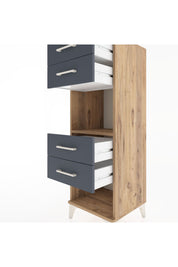 Hyperion Dolap Tek Raflı 4 Çekmeceli 44x44x134 Çam-Antrasit