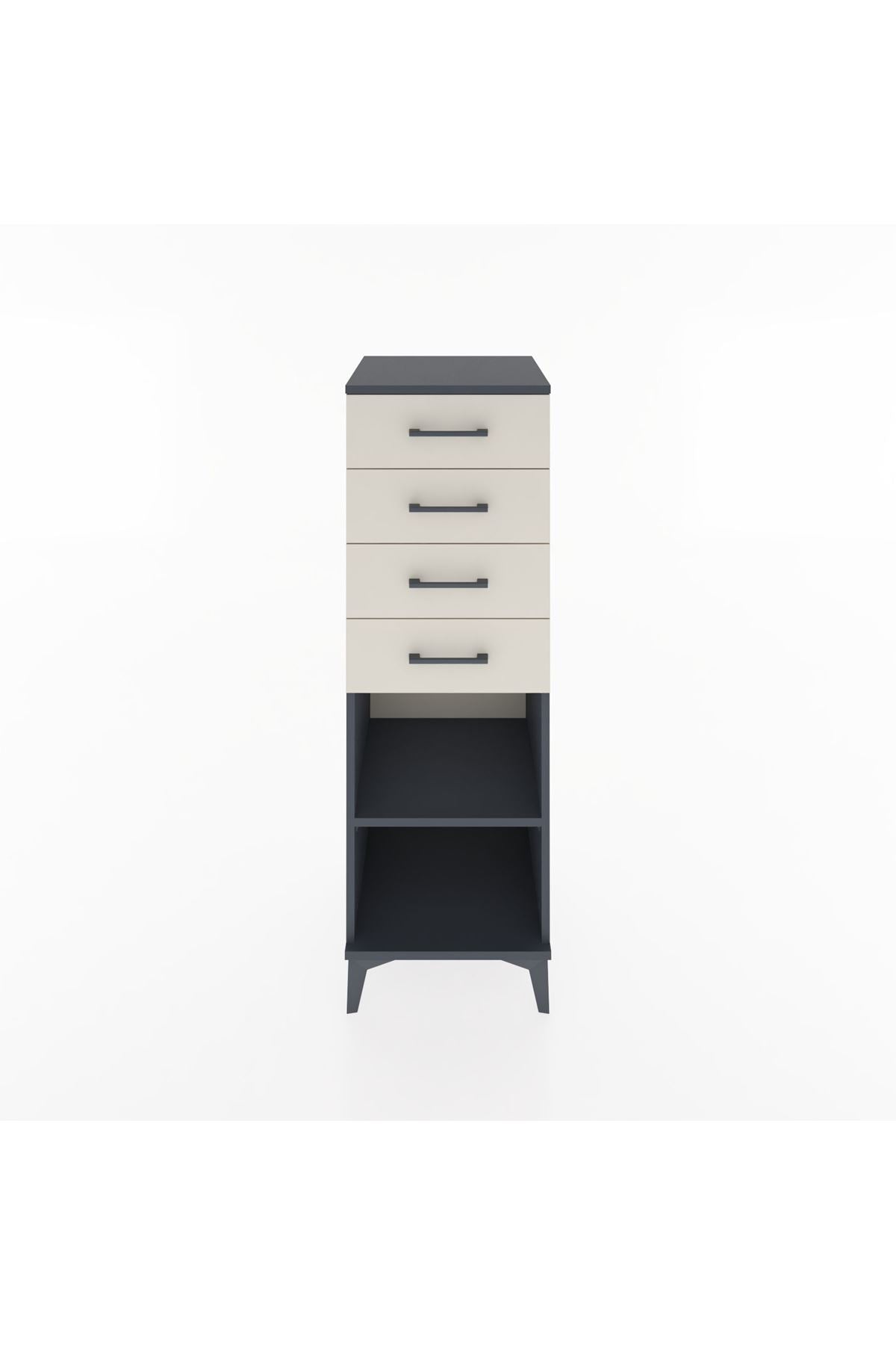 Hyperion Dolap Tek Raflı 4 Çekmeceli 44x44x134 Antrasit-Aytaşı