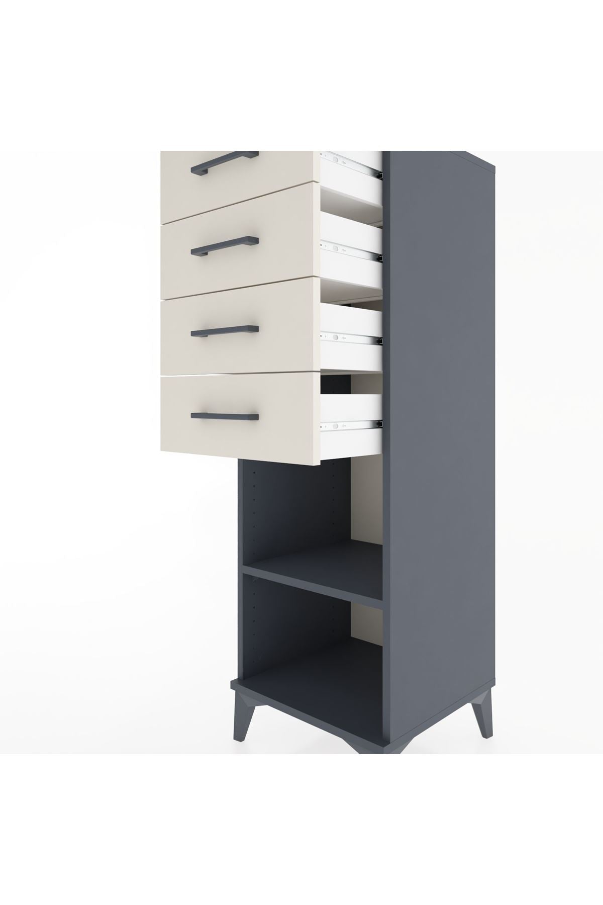 Hyperion Dolap Tek Raflı 4 Çekmeceli 44x44x134 Antrasit-Aytaşı