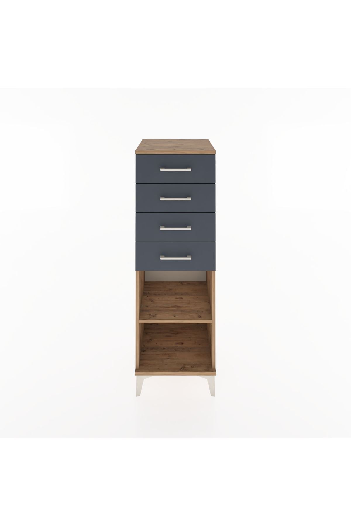 Hyperion Dolap Tek Raflı 4 Çekmeceli 44x44x134 Çam-Antrasit