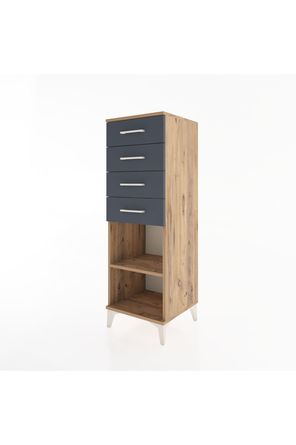 Hyperion Dolap Tek Raflı 4 Çekmeceli 44x44x134 Çam-Antrasit