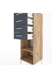 Hyperion Dolap Tek Raflı 4 Çekmeceli 44x44x134 Çam-Antrasit